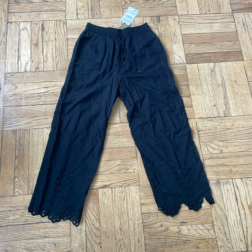 New with tags - Zara black beaded eyelet pants